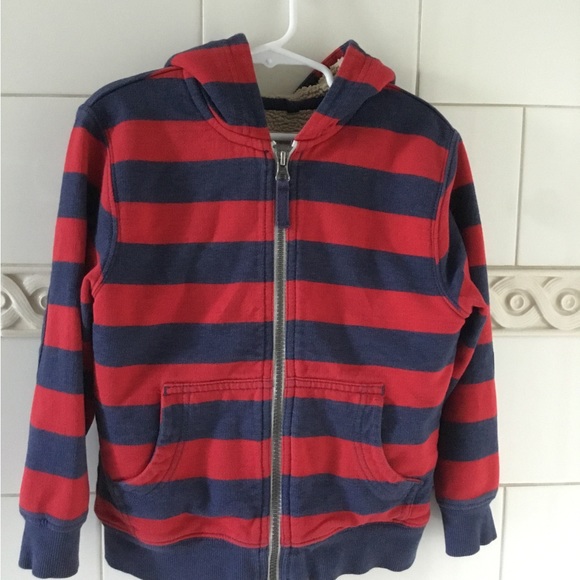 Hanna Andersson Boys Striped Sherpa Lined Hoodie Jacket Size 110 or a US size 5 - Picture 6 of 6